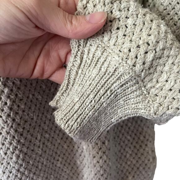 Umberto Ginocchietti Chunky Fisherman Knit Sweater Top Linen Coastal Beige Tan - Picture 4 of 10